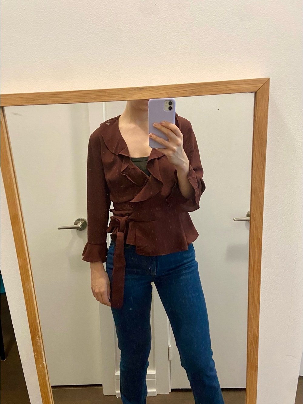 Ruffled Wrap Blouse